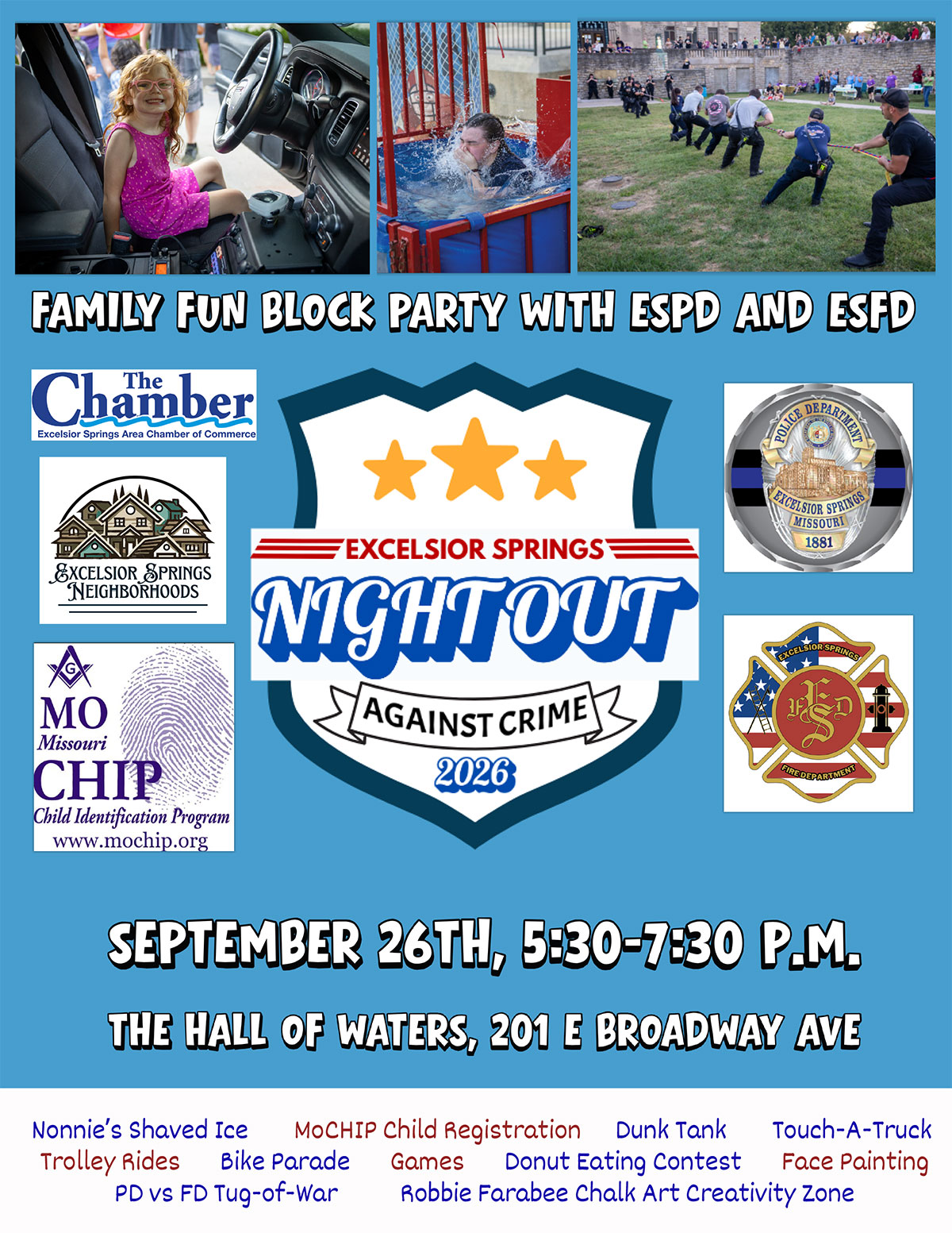 Excelsior Springs Night Out Against Crime 2026 flyer
