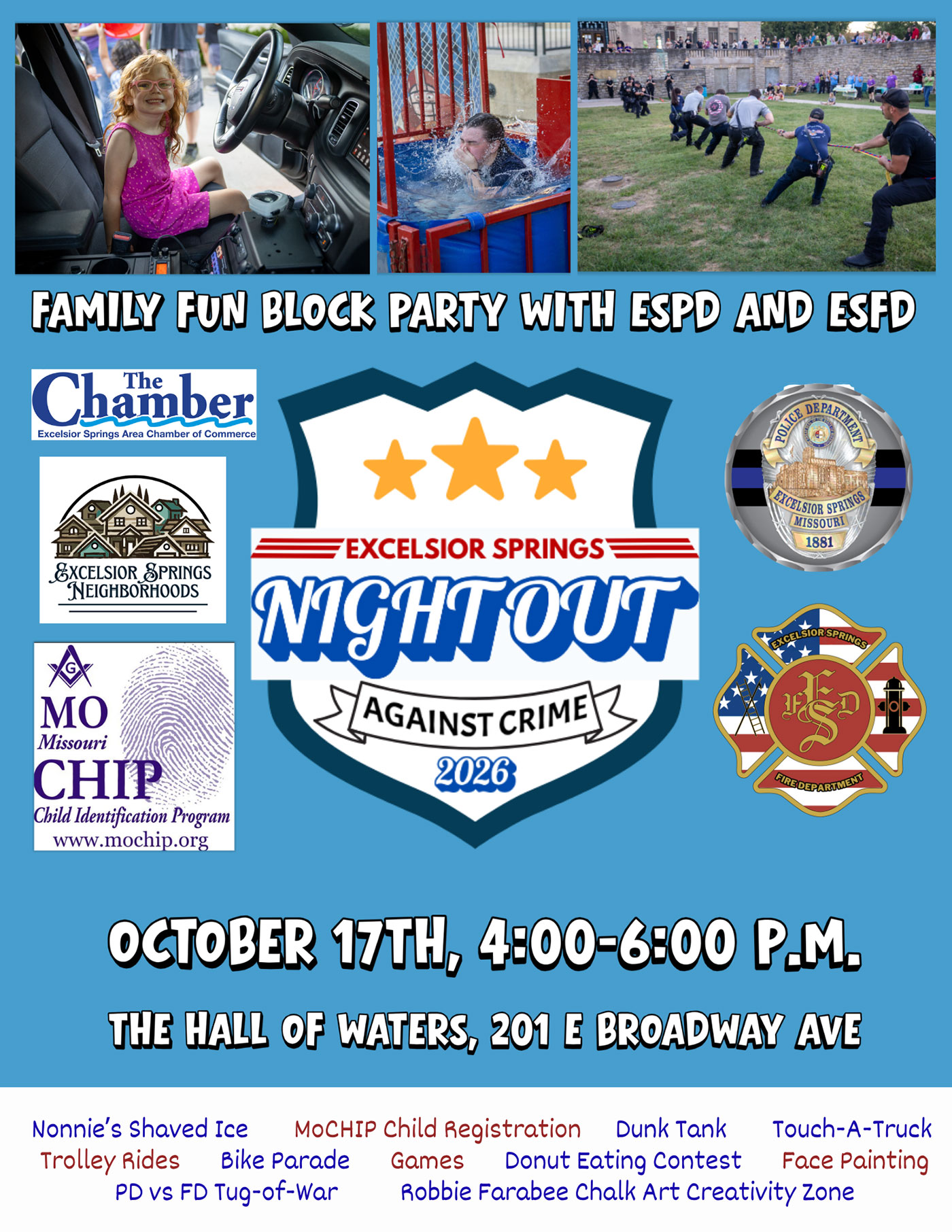 Excelsior Springs, MO Police Department Night Out Against Crime flyer